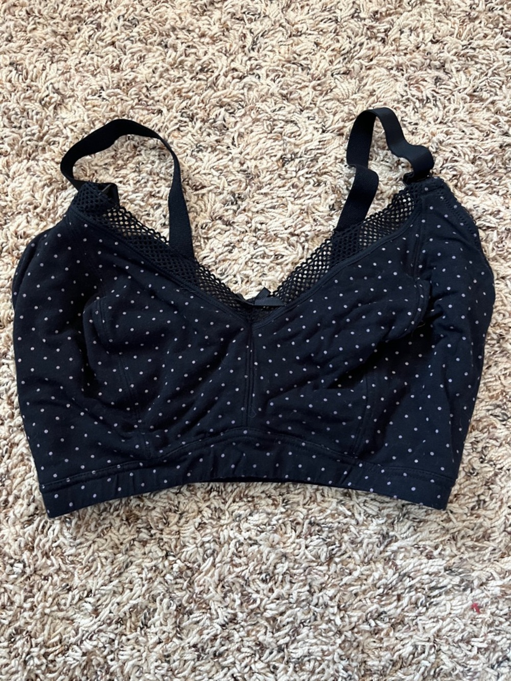 Polka Dot Wireless Black Nursing Bralette — Soft Everyday Support